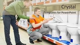  Presentation with hardware - Presentation design having buisness - hardware store shopping toilet basin background and a coral colored foreground