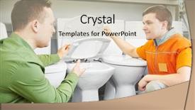  Presentation with online shopping store - Slide set enhanced with buisness - hardware store shopping toilet basin background and a soft green colored foreground