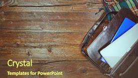  Presentation with leather bag - Cool new slide set with buisness - leather bag with a laptop backdrop and a tawny brown colored foreground