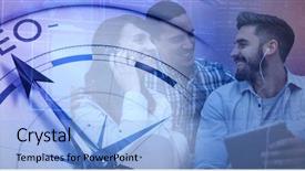  Presentation with 3d white people pushing - Slide deck consisting of buisness people sitting against white background and a light blue colored foreground