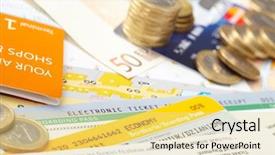  Presentation with fly - Cool new presentation theme with buisness policy - fly tickets and money backdrop and a  colored foreground
