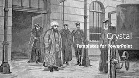  Presentation with engraving - Slides with bukhara emir in st petersburg background and a gray colored foreground