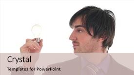  Presentation with business - Beautiful presentation theme featuring bul with idea and inovation backdrop and a soft green colored foreground