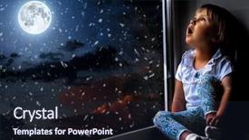  Presentation with bulb - PPT theme enhanced with bulb capping - child looks out the window background and a wine colored foreground