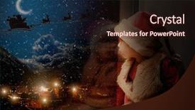  Presentation with bulb - PPT theme consisting of bulb capping - child looks out the window background and a wine colored foreground