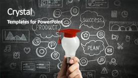  Presentation with education - Slide set featuring bulb capping - concept of business education background and a  colored foreground