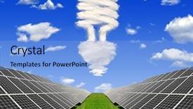  Presentation with solar energy - Beautiful slides featuring bulb from clouds above backdrop and a light blue colored foreground