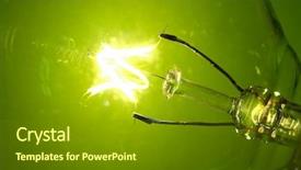  Presentation with glowing light bulb light bulb - Presentation theme featuring bulb glowing on a green background and a  colored foreground