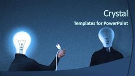  Presentation with interaction - Presentation design featuring bulb-head people interaction photorealistic background and a ocean colored foreground