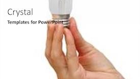  Presentation with bulb - PPT theme with bulb-in-a-hand background and a white colored foreground