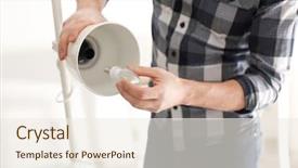  Presentation with light bulb graduation cap - Amazing slide deck having bulb in lamp at home backdrop and a sky blue colored foreground