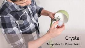  Presentation with light bulb or lightbulb - Cool new theme with bulb in lamp at home backdrop and a  colored foreground