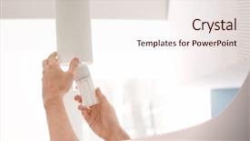  Presentation with light bulb or lightbulb - Colorful presentation enhanced with bulb in lamp at home backdrop and a  colored foreground