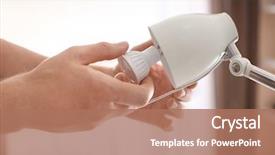  Presentation with light bulb - Beautiful presentation design featuring bulb in lamp at home backdrop and a coral colored foreground