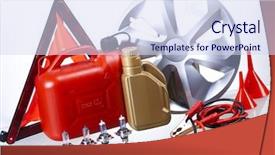  Presentation with moto - PPT theme with bulb oil - car accessories on vivid moto background and a sky blue colored foreground