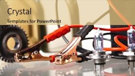  Presentation with car parts robots - Audience pleasing theme consisting of bulb oil - car auto accessories backdrop and a yellow colored foreground