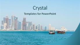  Presentation with qatar - Cool new presentation theme with bulb oil - doha - the capital city backdrop and a sky blue colored foreground