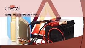  Presentation with auto parts - Amazing PPT layouts having bulb oil - set of auto parts car backdrop and a coral colored foreground