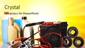  Presentation with auto parts - PPT theme featuring bulb oil - set of auto parts car background and a white colored foreground