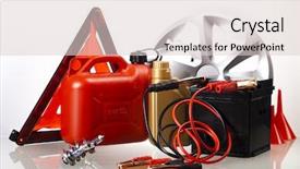  Presentation with auto parts - Slide set enhanced with bulb oil - set of auto parts car background and a lemonade colored foreground