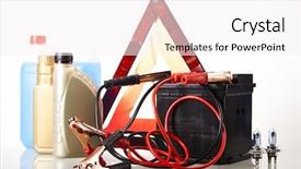  Presentation with auto parts - Presentation theme with bulb oil - set of auto parts car background and a white colored foreground