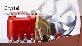  Presentation with parts - Presentation theme enhanced with bulb oil - set of parts of car background and a sky blue colored foreground