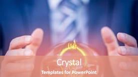  Presentation with forecasting - Amazing presentation theme having bulb on fire on white background against businessman forecasting a crystal ball backdrop and a coral colored foreground