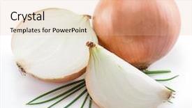  Presentation with onion - PPT theme consisting of bulb onions and green onions background and a lemonade colored foreground