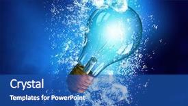  Presentation with under water - Presentation theme featuring bulb under clear blue water background and a ocean colored foreground