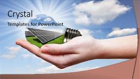 Presentation with solar panel - Colorful presentation enhanced with bulb with of solar panel backdrop and a light blue colored foreground