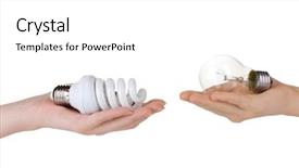  Presentation with hand saving - Amazing slide deck having elektricity bulbs - woman's hand offering ordinary light backdrop and a white colored foreground
