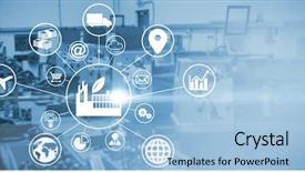  Presentation with composite - PPT theme consisting of bulbs gears - composite image of industry amidst background and a light blue colored foreground