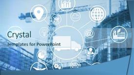  Presentation with composite - PPT theme with bulbs gears - composite image of truck amidst background and a light blue colored foreground