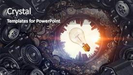  Presentation with mechanism - Slide set consisting of bulbs gears - metal gear mechanism mixed media background and a dark gray colored foreground