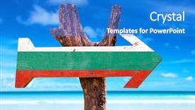  Presentation with teal beach wood - Theme with bulgaria flag wooden sign background and a teal colored foreground