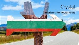  Presentation with road stop sign - Presentation theme enhanced with bulgaria flag wooden sign background and a light blue colored foreground