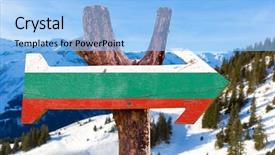  Presentation with winter - PPT theme with bulgaria flag wooden sign background and a light blue colored foreground