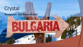  Presentation with winter - Presentation theme enhanced with bulgaria wooden sign with winter background background and a light blue colored foreground