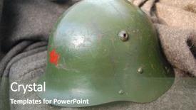  Presentation with star red - Audience pleasing theme consisting of bulgarian battle helmet m36 1936 backdrop and a gray colored foreground