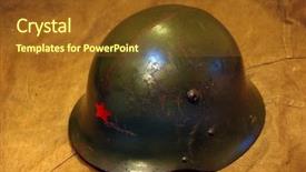  Presentation with star red - Audience pleasing PPT theme consisting of bulgarian battle helmet m36 1936 backdrop and a tawny brown colored foreground