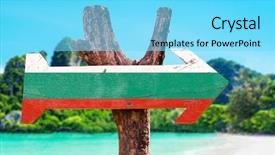  Presentation with teal beach wood - PPT theme with bulgarian flag - bulgaria wooden sign with beach background and a arctic colored foreground