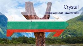  Presentation with landscape - Cool new presentation theme with bulgarian flag - bulgaria wooden sign with landscape backdrop and a sky blue colored foreground