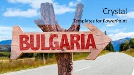  Presentation with blue aged wood sign - Colorful PPT layouts enhanced with bulgarian flag - bulgaria wooden sign with road backdrop and a light blue colored foreground