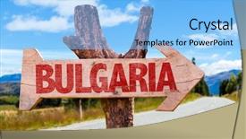  Presentation with highway road sign - Cool new presentation theme with bulgarian flag - bulgaria wooden sign with road backdrop and a light blue colored foreground