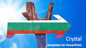  Presentation with sky - Colorful theme enhanced with bulgarian flag - bulgaria wooden sign with sky backdrop and a cobalt blue colored foreground