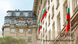  Presentation with history bulgaria - PPT theme with bulgarian flag in sofia city background and a coral colored foreground
