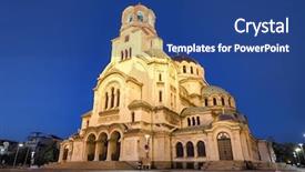  Presentation with night sky nighttime moon - Slides consisting of bulgarian history - alexander nevsky cathedral by night background and a ocean colored foreground