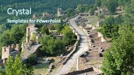  Presentation with history bulgaria - Slide set featuring bulgarian history - ruins of tsarevets fortress background and a ocean colored foreground