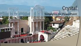  Presentation with amphitheater - Audience pleasing theme consisting of bulgarian history - steps and stage of roman backdrop and a light blue colored foreground