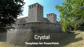  Presentation with towers - Amazing PPT theme having bulgarian history - towers of baba vida backdrop and a dark gray colored foreground